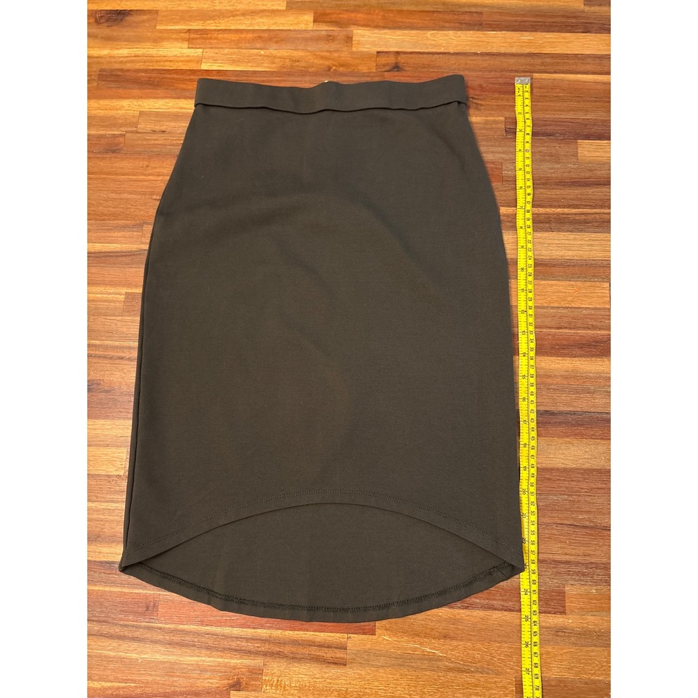 Forever 21 Pencil Skirt Womens Medium Olive Green Excellent High Low Zip Back